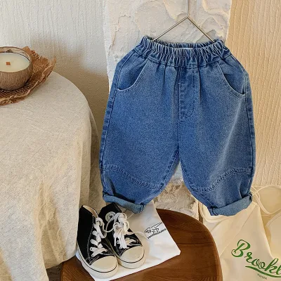 2023 Spring New Children's Jeans Kids Sports Casual Pants Cotton Denim Trousers for Oem Odm Custom