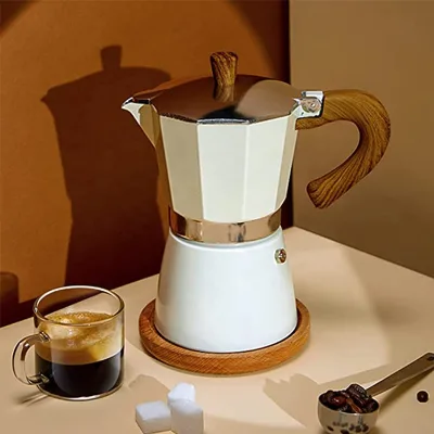 Best Selling Camping White 150ML 300ML Moka Pot Perfect Gift Cool Touch Handle Manual Stovetop Moka Pot