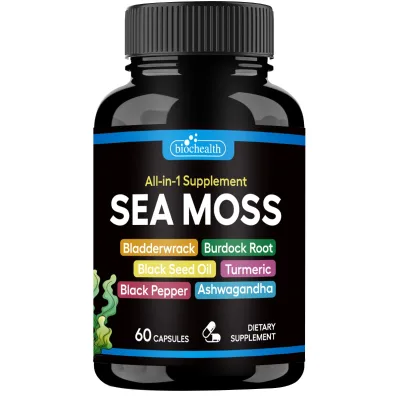 Biochealth Sea Moss Capsules with Burdock Root, Bladderwrack for Immunity, Gut, & Energy - Superfood Sea Moss Supplements Powder