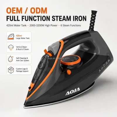 OEM ODM Electric Steam Iron Dry Spray Variable Steam Control Vertical Steam Powerful Burst Steam Self-cleaning 500ml Water Tank