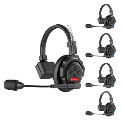 D2275 X5 2.4G Full Duplex Wireless Intercom System for 5 Users Team Studio Microphone & Wired Communication Headset