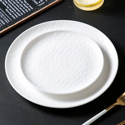 Solid Ceramic Plate Microwave Safe Modern Minimalism Flat Dish Household Dinner Plate Rice Plate Deep Plate High-class Hotel