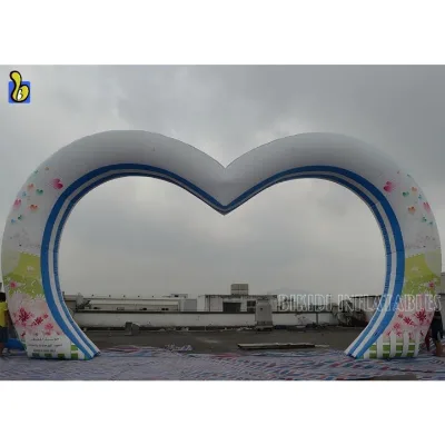 Outdoor Huge Heart Shape Custom Printing Inflatable Arch Way