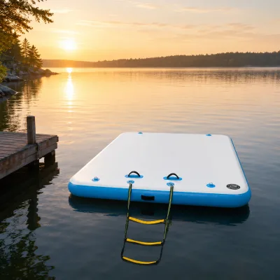 Portable Inflatable Dock with Non Slip EVA Surface for Swimming Fishing Kayaking and Lakeside Recreation