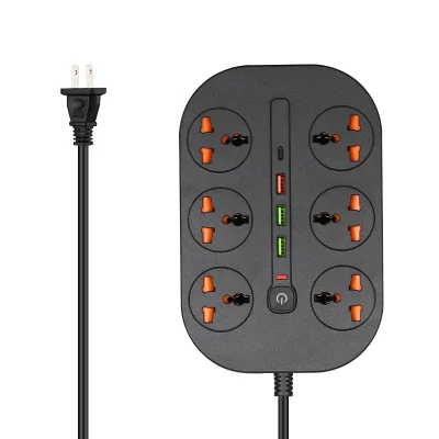 Power Strip 1.8m Cable Multiple Electric Extension Sockets 6 Universal Outlet 3 USB Port QC3.0 PD 20W Type c Fast Charger