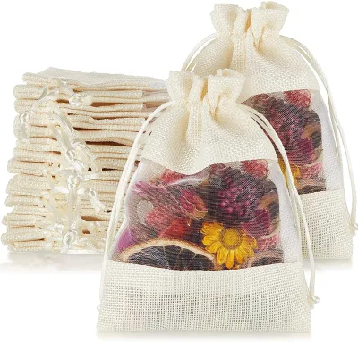 Multi Color 5 X 7 Inch Jute Burlap Pouches Customized Printing Eco-Friendly Fashion Gift Bags Drawstring