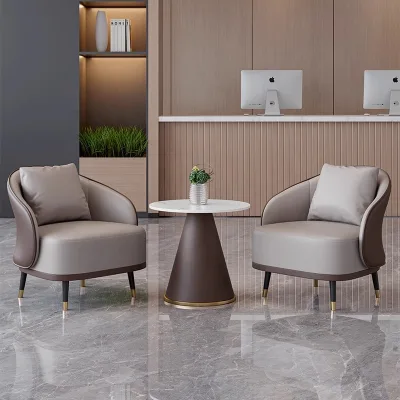 Light Luxury Modern Leather Waiting Sofa and Chair Group for Office Hotel School Park-Commercial Use