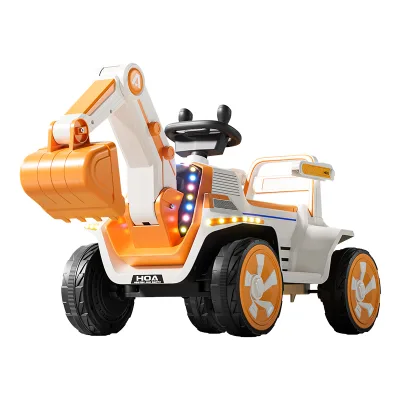 Innovative Funny Construction Truck Toy for Kids Plastic Electric Excavator with Car Trailer Ride-On Engineering Vehicles