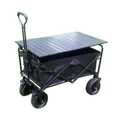 YILU Outdoor Utility Folding Wagon Trolley 4 Wheels Foldable Adjustable Wagon Cart Trolley With Table Board