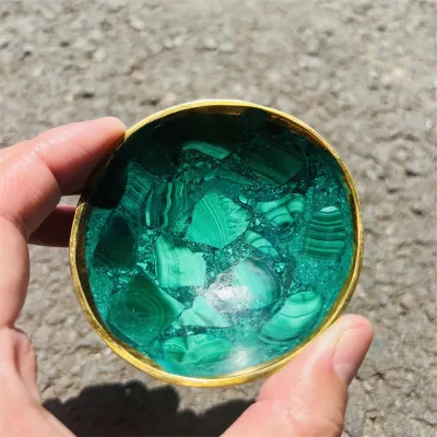 Hot Sale Natural High Quality Green Gemstone Crystal Carving Healing Malachite Crystal Bowl for Decorations