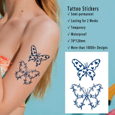 Lasting 2 Weeks Small Size Women Sexy Butterfly Tattoo Stickers Paper Face & Body Temporary Semi Permanent Tattoo