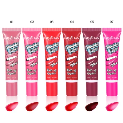 6 Colors Peel Off Liquid Lipstick Waterproof Long Lasting Lip Gloss Mask Moisturizer Lipgloss OEM ODM Private Label Service