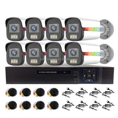 Factory Price Surveillance Waterproof Camera 1080p AHD CCTV DVR KIT 8CH With Network Cable and Power Supply Included