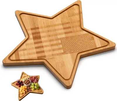 Bamboo Square Cutting Board American 250th Anniversary 11.8 Inch Disposable 2 Inch Thick Dishwasher Safe Cheese Board for