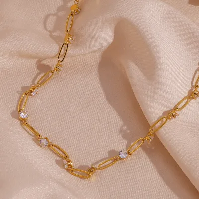 Elegant 18K Gold-Plated Tennis Bracelet Stunning Sparkle Moissanite Stainless Steel Fashion Jewelry for Women