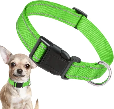 Reflective Breakaway Dog Collar-Adjustable Nylon Webbing with Quick Release Plastic Buckle Soft and Durable