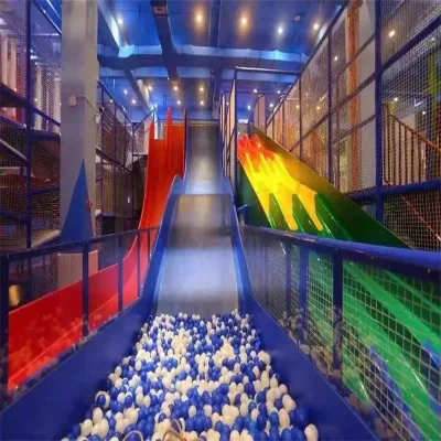 Combined Trampoline Park Online Red Colorful Dry Snow Slide Indoor Children's Amusement Park Online Red Tiktok Trampoline Hall