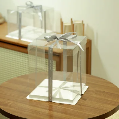 Square Cake Box Custom-Made 4-12 Inch Sizes Transparent Food Packaging Single/Double-Tier Carry Boxes
