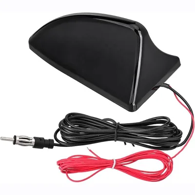 Shark Fin Amplified Car Radio Antenna Universal Roof Mount FM AM Antenna with 12V Power Wire for Vehicle Car Truck SUV