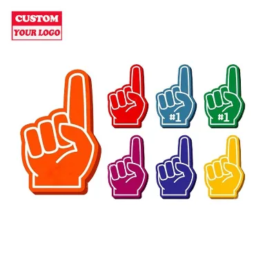 Logo Design Printed Cheering Eva Foam Finger Foam Hand Sponge Hand Foam Finger