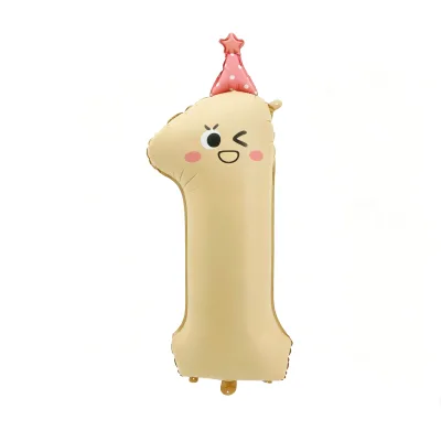 New 42-inch Birthday Hat Number Foil Balloon Cartoon smiley Face Number Children's Birthday Theme Party Decoration Balloon