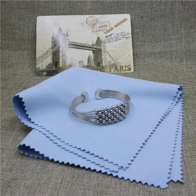 Custom Square Luxury Microfiber Jewelry Cleaning Cloth with Zigzag Edge for Jewellery Care
