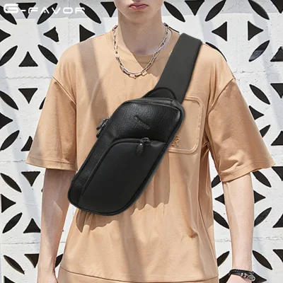 G-FAVOR Wholesale Vintage Design Durable Customize Leather One Shoulder Strap Crossbody Bag Genuine Leather Chest Cowhide Bag