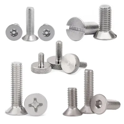 M3 M4 M5 M6 M8 M10 304 Stainless Steel/Carton Steel Screw Knurl Flat Round Head Hand Tighten Wall Glass Knurled Thumb Screw