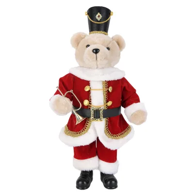 Manufacturer Producing Indoor Velvet Burgundy Teddy Bear Christmas Ornaments