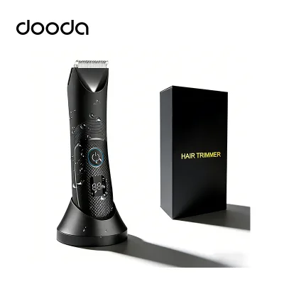 Waterproof IPX7 Electric Razor Shavers Dual-Head Stainless Steel Ceramic Blades for Men's Facial Pubic/Groin Hair Grooming LCD