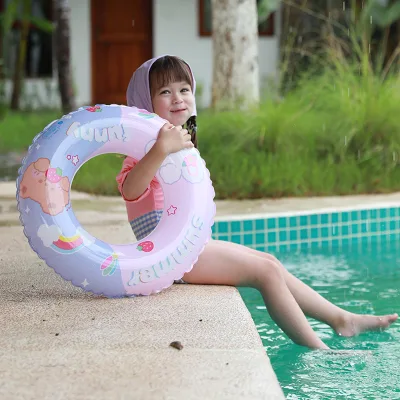 Adult Thick Anti-Rollover Inflatable Swimming Ring with New Sequin Design Factory Direct Sales
