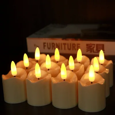 White LED Realistic Powered PILLAR Design Ambient Tea Light Candle Halloween Weddings Diwali Home Decor 12pcs/box