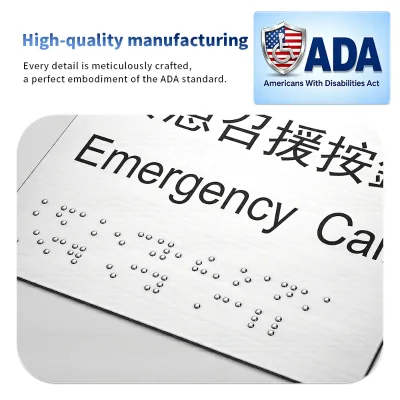 Grade 2 Braille Tactile Emergency Call Sign High Contrast Plaque for Hospital Handicap Shower Raster Bead Guide Signs for Blind