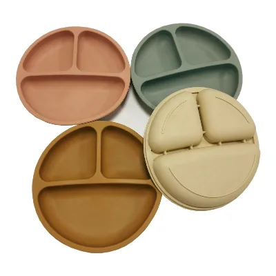 Custom Silicone Dinner Food Placemat Toddler Kids Baby Dishes Silicone Divided Plate Silicone Feeding Set