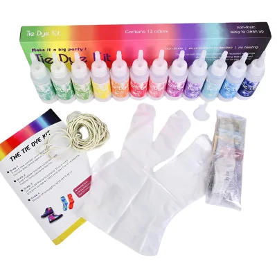 Art Tie Dye Kit 12 Colors Non Toxic Custom Tie Dye Kit Paint Set for Kids Clothes Tie Dye Shirt Kit