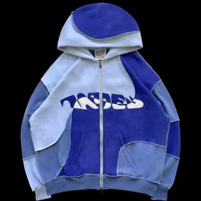 Custom 100% Cotton High-Quality Distressed Patchwork Style Unisex Hoodie