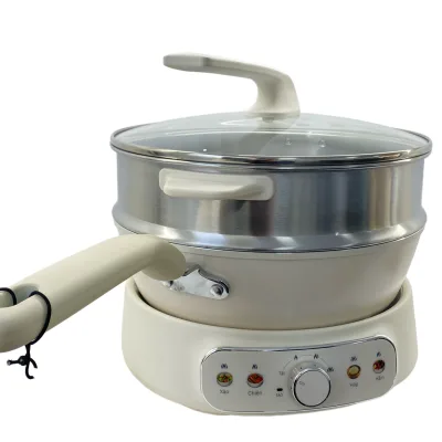 4L High Power Electric Wok with Stainless Steel Steaming Drawer Non-Stick Pan for Home Kitchen Use for Households Hotels RVs