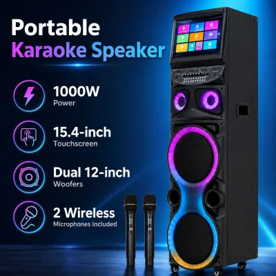 CQA Professional RGB LED Colorful Light Touch Screen Smart Speaker Karaoke Machine for Speaker Export
