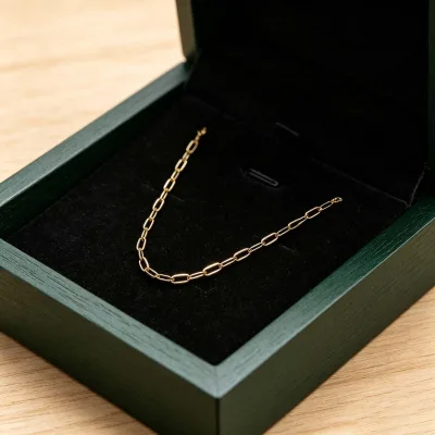 Classic 10K Gold Paper Clip Chain Necklace Gift for Women Factory Wholesale Custom Jewelry