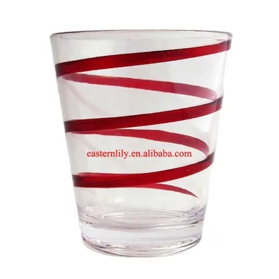 14oz 420ml Indoor Plastic PS SAN AS Acrylic BPA Free Spiral Line Water Short Tumbler