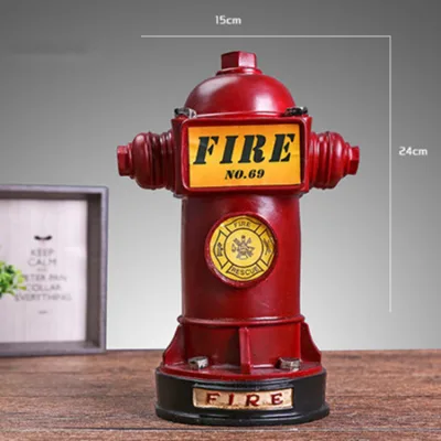 BaiChuan Resin Fire Hydrant Figurines Piggy Bank Fire Extinguisher Ornament Creative Gift for Children Decoration Craft