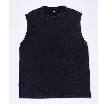 230g Cotton Heavy-weight Distressed Sleeveless T-shirt, Men's and Women's Version, Washed Cotton Retro Loose Vest