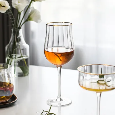 Party Wedding Business Gift Gold Rimmed Wedding Events Decorated Drinking Glass Set Wine Glass Crystal White Glasses