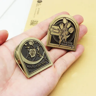 Creative Retro Literary Style Zinc Alloy Clips Convenient Office File Storage Metal Decorative Brass Book Clips File Clamps