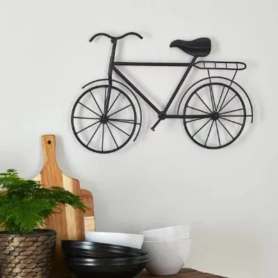 Zhongpin New Arrival Free Sample Metal Bike Wall Decoration Iron Kitchen Iv Therapy Clinic Patio Metal Grey Wall Art Decor