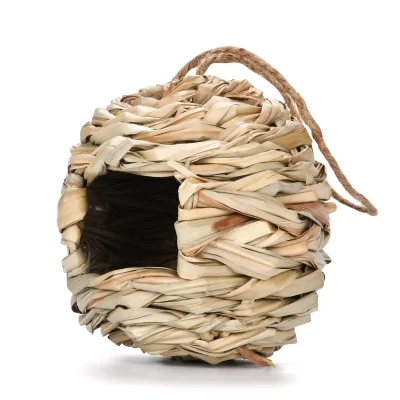 Hummingbird Nest Hanging Grass Ball Ornament Breathable Outdoor Garden Decoration for Patio Lawn for Bird Lovers Pet Owners