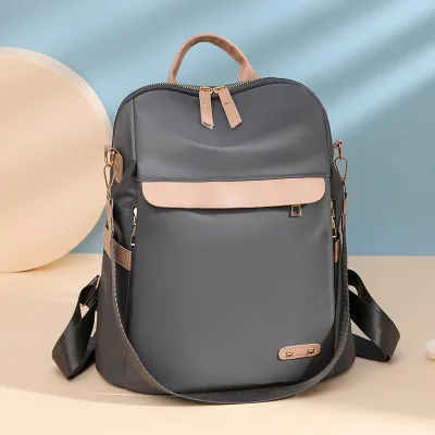 Modern Practical Women's Waterproof Backpack Custom-Made Easy-Access Pockets Nylon Lining Zipper Closure Arcuate Shoulder Strap