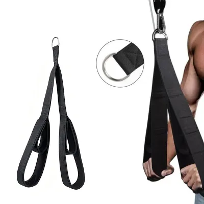 Adjustable Nylon Fitness Arm Strength Rope Anti-Muscle Training Long Triceps Strap Carabiner Pulldown for Facepulls Push Downs