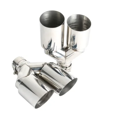 Dual Y Shape 304 Stainless Steel Exhaust Tip Muffler Clamp Single Layer Fit for BMW VW for Honda a Pair