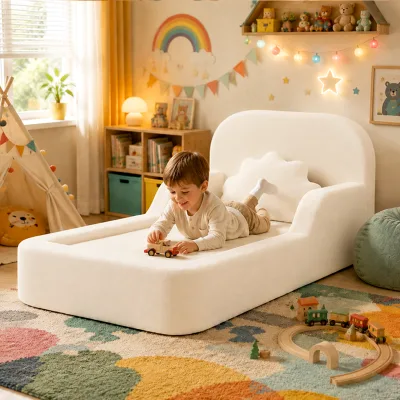 OEKO-TEX Kids Foam Bed with CertiPUR-US Foam Removable Washable Cover and Soft Raised Sides for Toddler Rooms